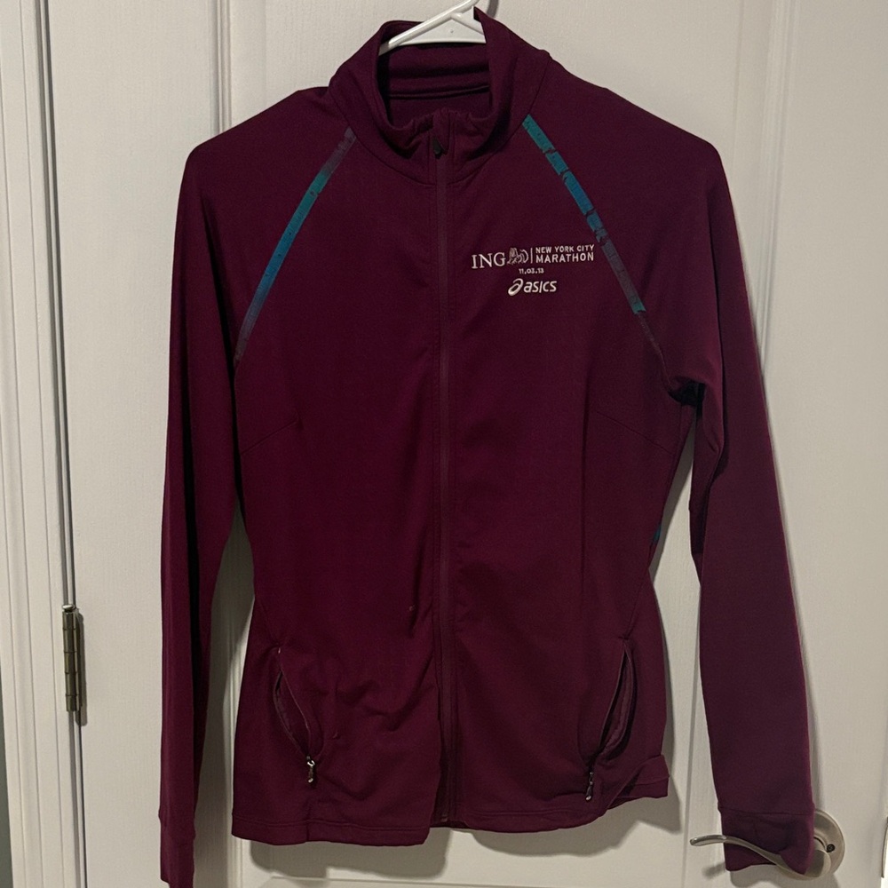 NYC Marathon Asics Women's Burgundy Full-Zip Jacket